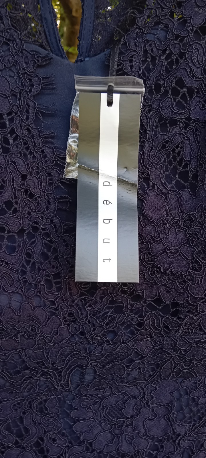 DEBENHAMS DEBUT DARK BLUE LUDLOW LACE DRESS SPECIAL OCCASION SIZE 10 BNWT