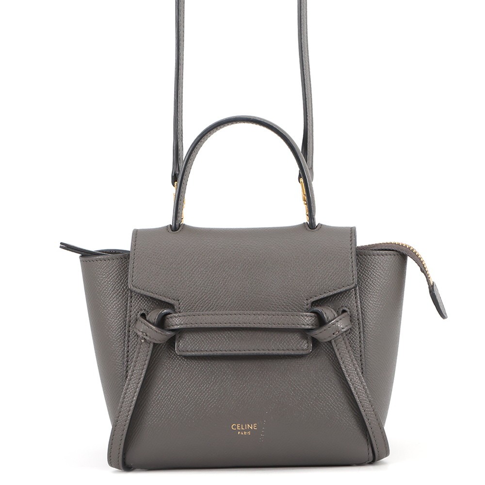 CELINE Belt bag Size Nano Leather Gray 189003