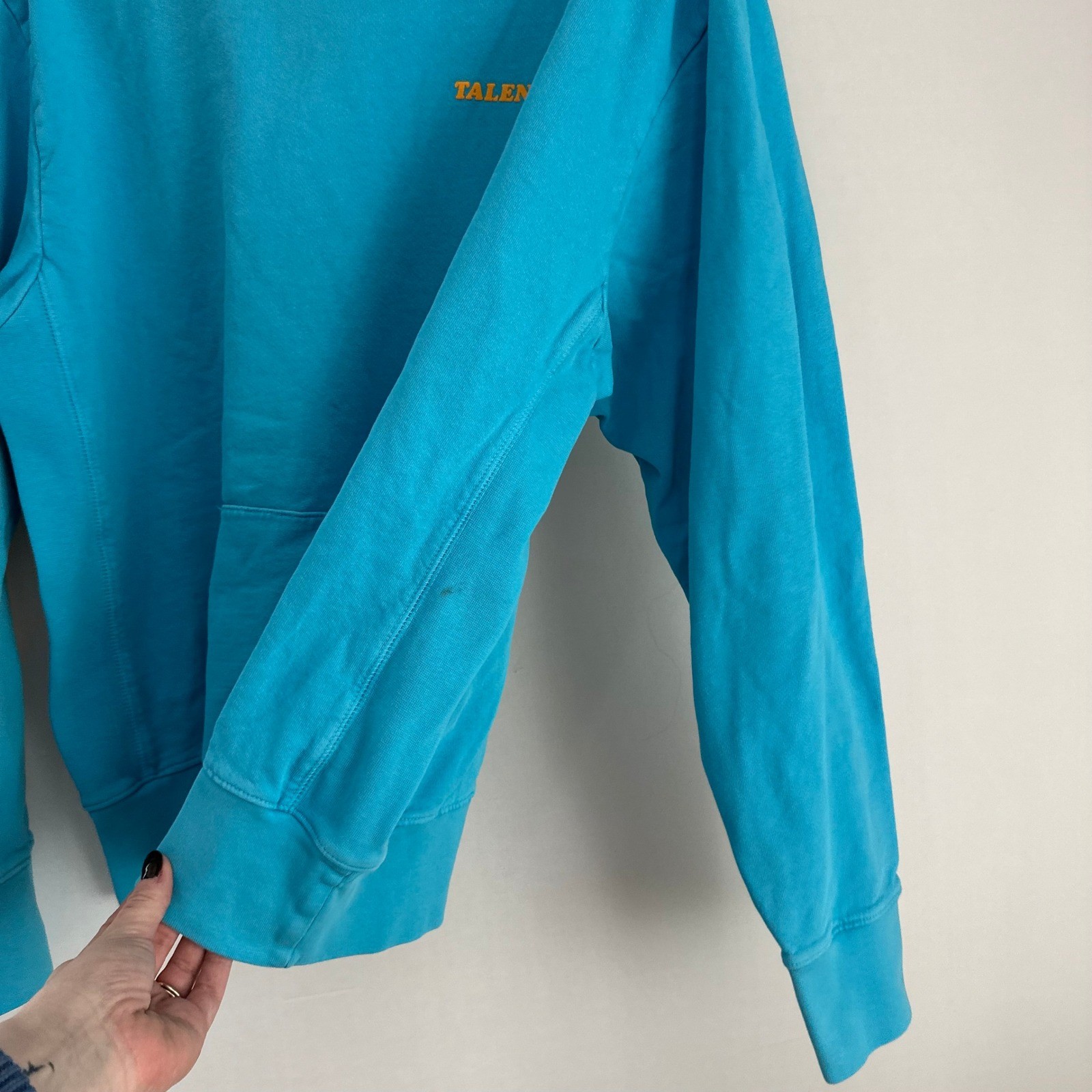 Talentless Neon Collection Blue Orange Logo Hoodie Sweatshirt Size M 100% Cotton