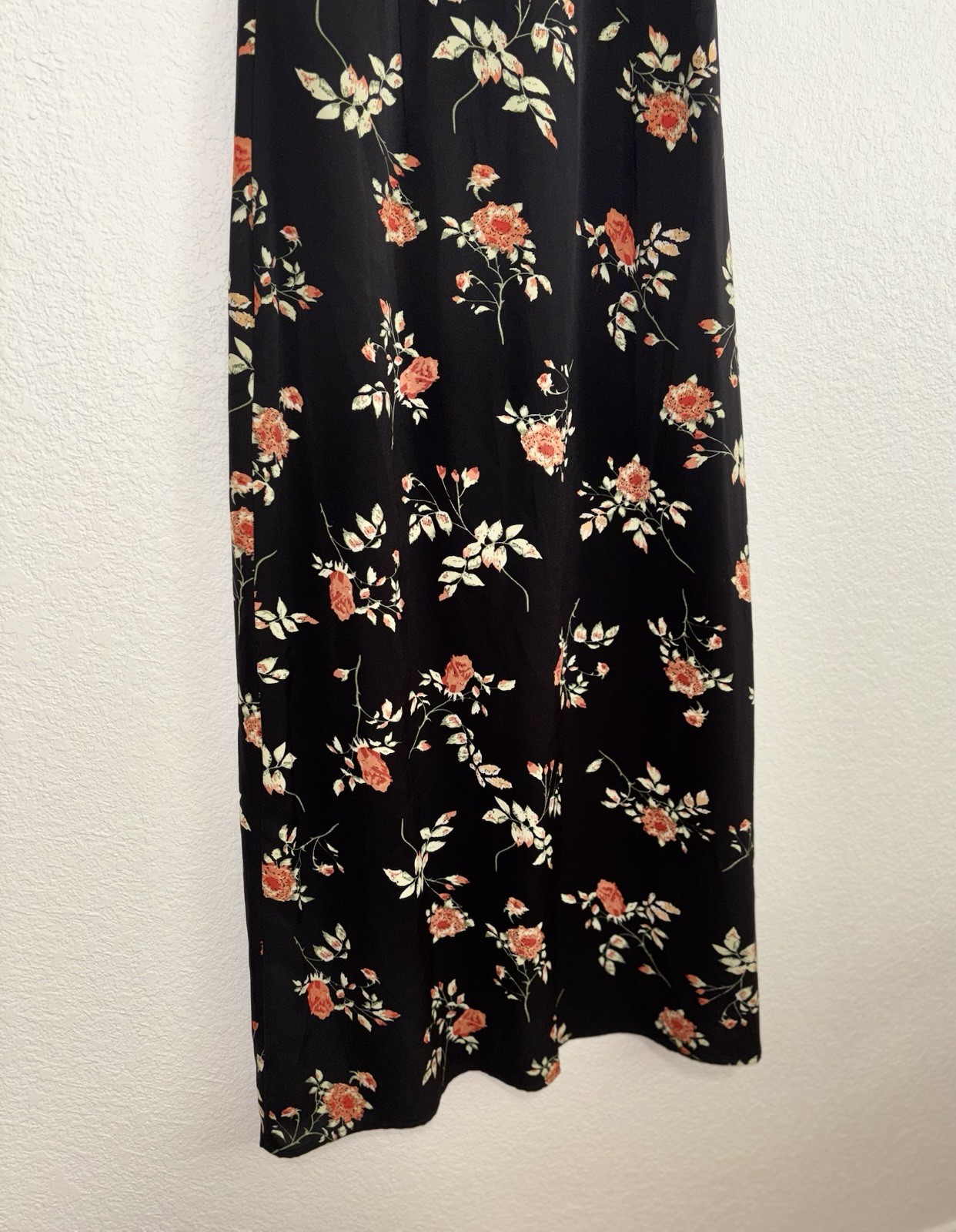 RIHOAS Black Floral Midi Dress Small Cottagecore Button Front Short Sleeve