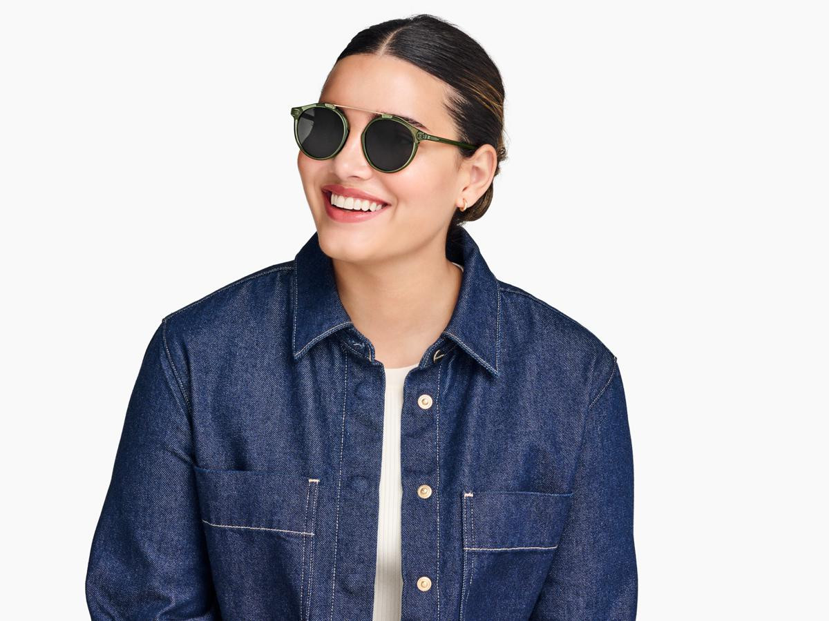 Warby Parker COOPER Sunglasses SEAWEED CRYSTAL Grey lenses M 49-19-142 mm NWT*