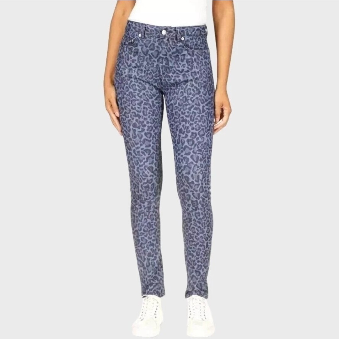 Michael Kors Selma High Rise Skinny Jeans Dusk Blue Wash Animal Print Size 10