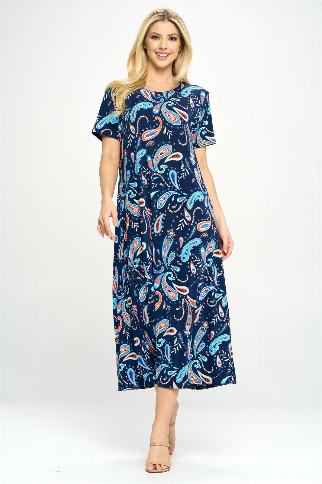 Jostar, Travel Knit Dress, long A-Line, S/S, Stretchy NO-IRON poly/span. 323