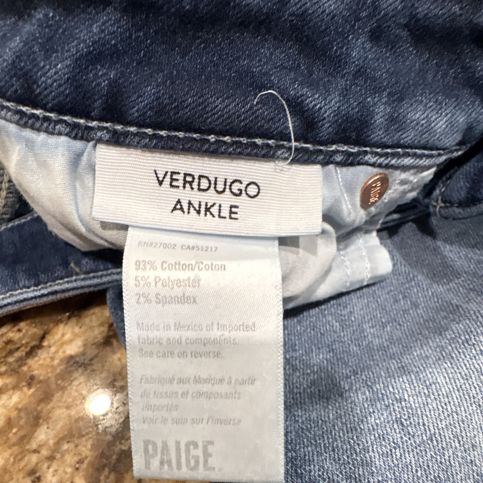 PAIGE Verdugo Skinny Jeans Medium Wash Distressed Stretch Mid Rise Blue 27 #J6