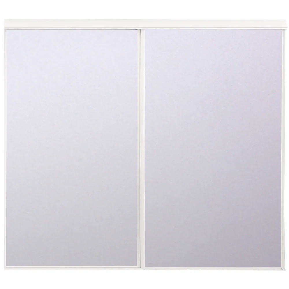 RELIABILT 72-in x 80-in White Flush Mirrored glass Prefinished Steel Bypas|27033