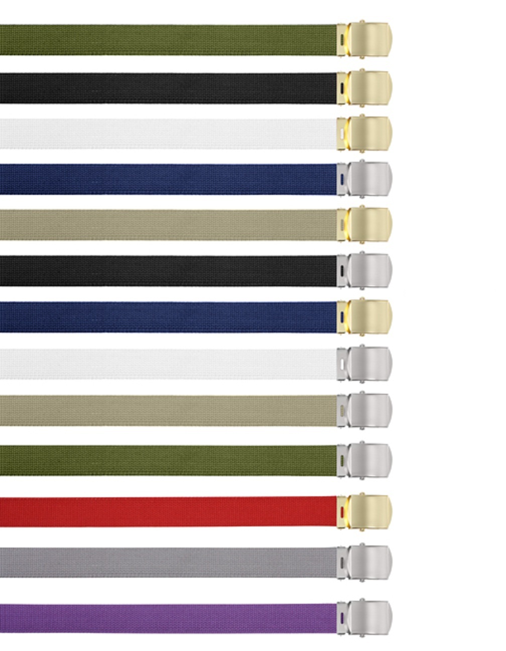 Rothco Military Color Web Belts Silver Plated Or Brass Plated Buckle-44″-54″-64