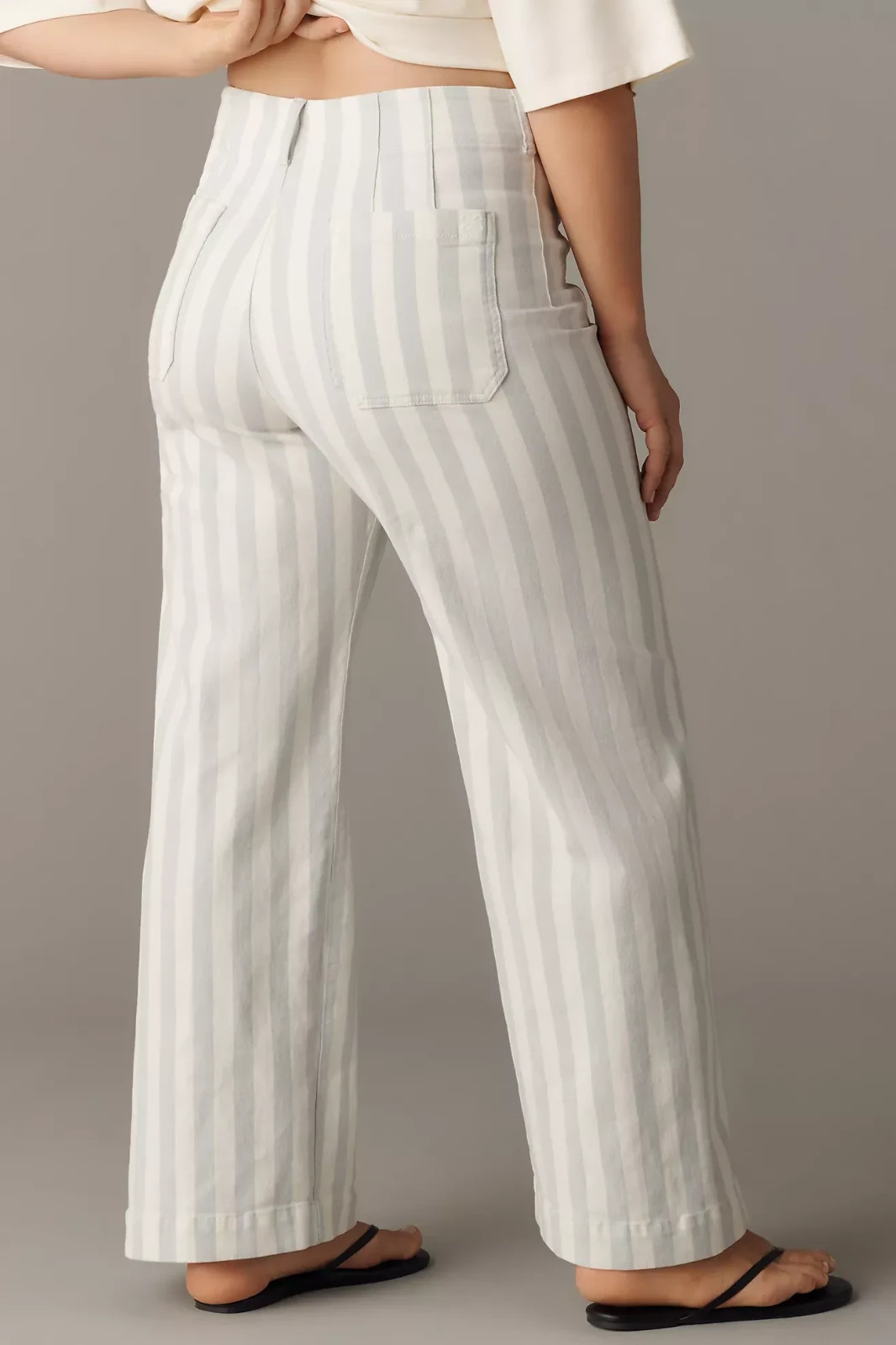 Anthropologie Colette Striped Full-Length Wide-Leg Pants by Maeve
