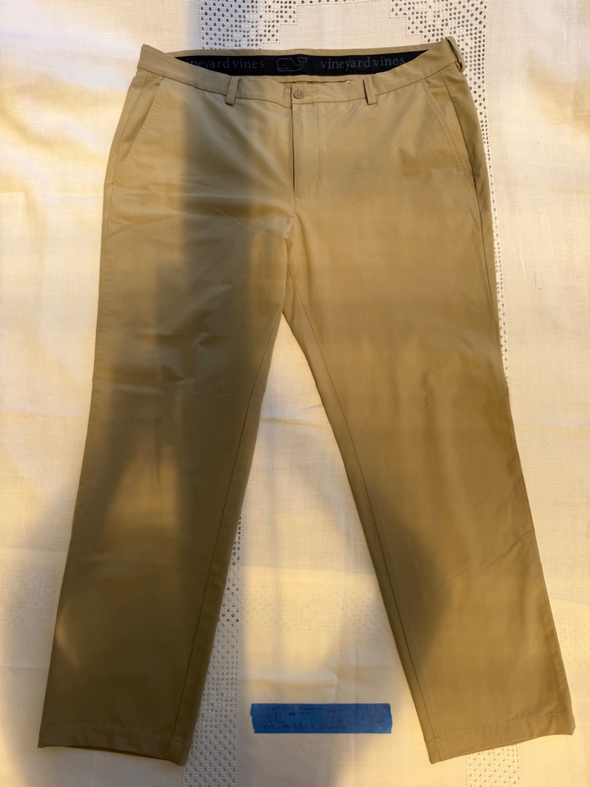 Vineyard Vines Performance Khaki Pants Men 38×32 Tan Stretch Preppy Golf Office