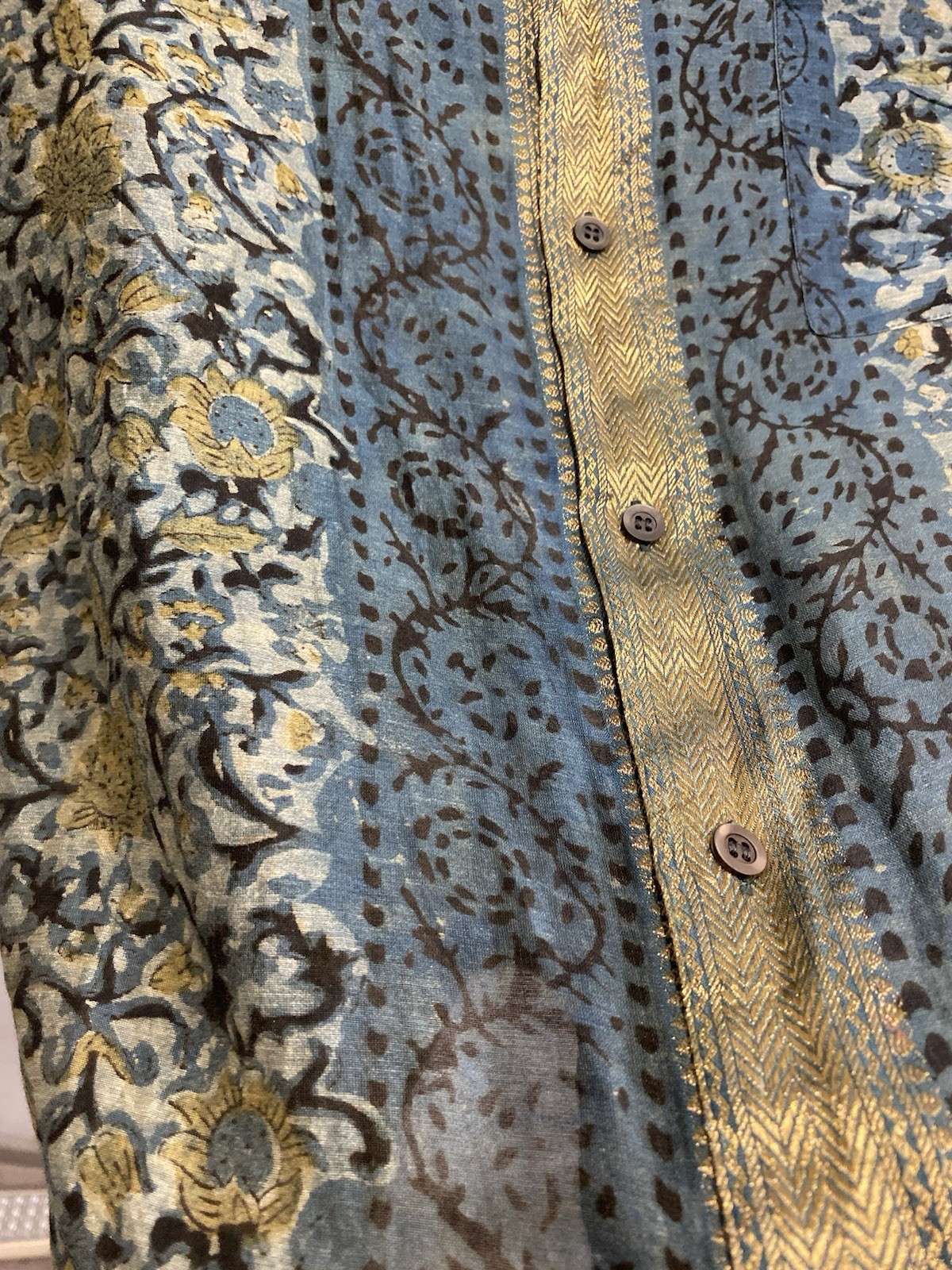 Dries Van Noten High Summer 2022 Block Print Shirt Size 52 Cotton Silk India