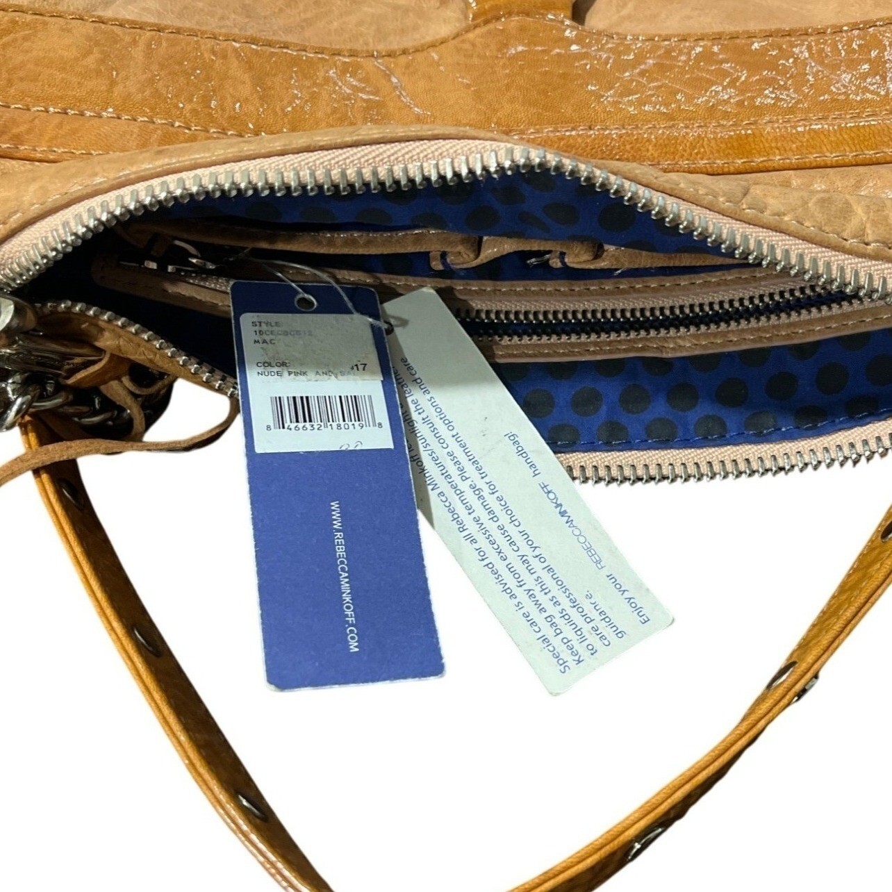 Rebecca Minkoff MAC Shoulder Bag Soft Leather with Silver Chain Strap Tan 11×7