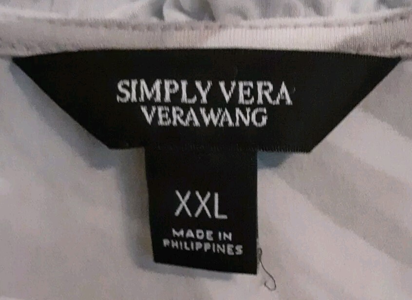 Simply Vera Vera Wang Top Womans Pus Size XXL Gray White 3/4 Sleeve