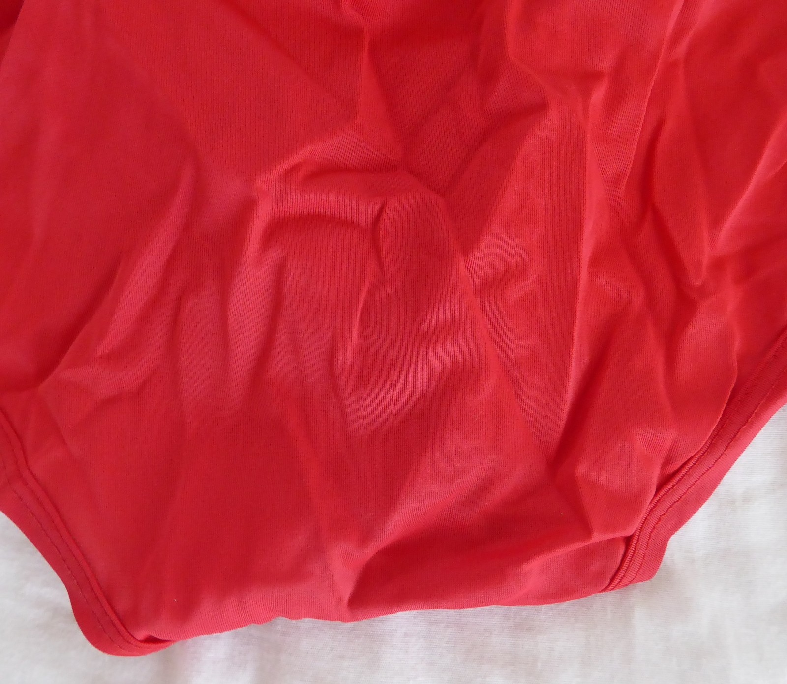Vtg men’s full-cut brief underwear, unknown brand, red, nylon, L, USA