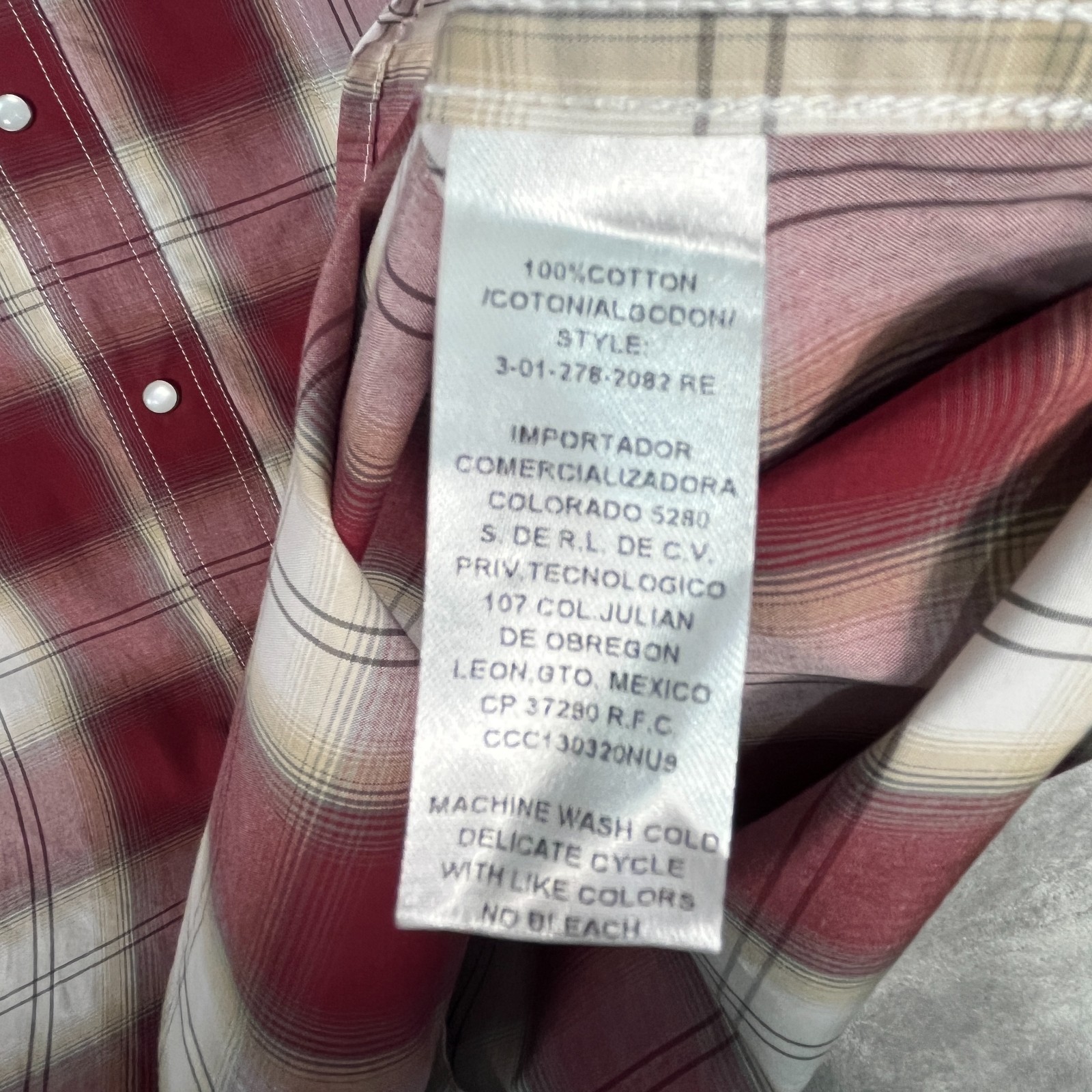 NWT Roper Western Shirt Mens 3XL Burgundy Plaid Pearl Snap S/S Cowboy Rodeo