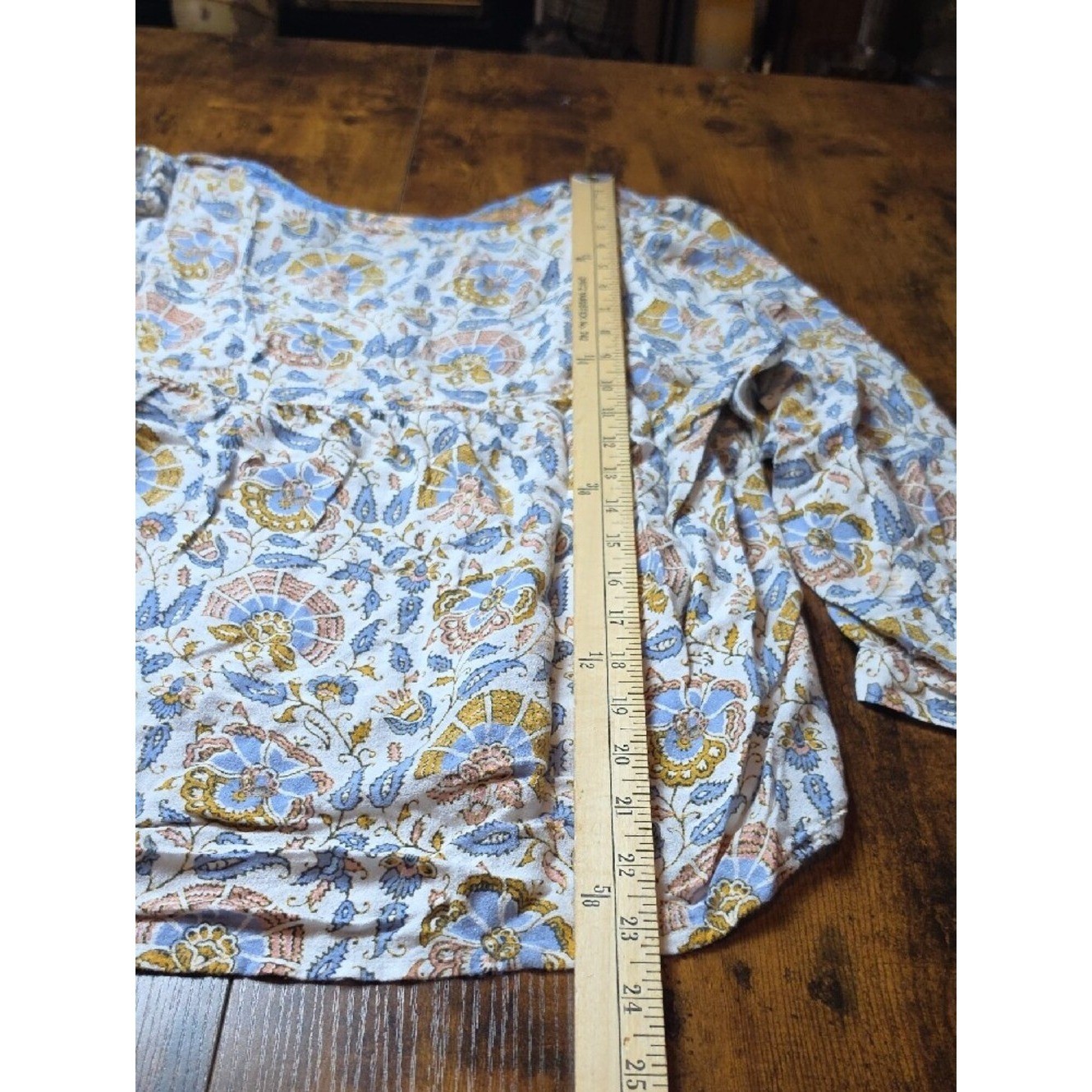 LUCKY BRAND | Boho Peasant Tassel Tie Floral Paisley Blouse Flowy Viscose | M