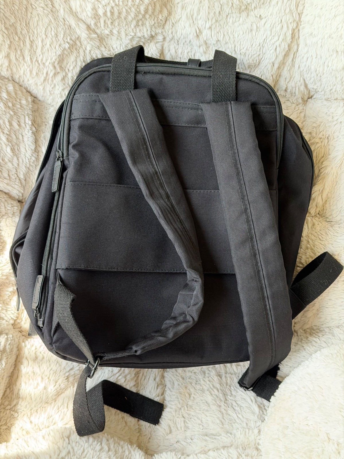 BEIS The Expandable Backpack Travel Recycled Collection in BLACK