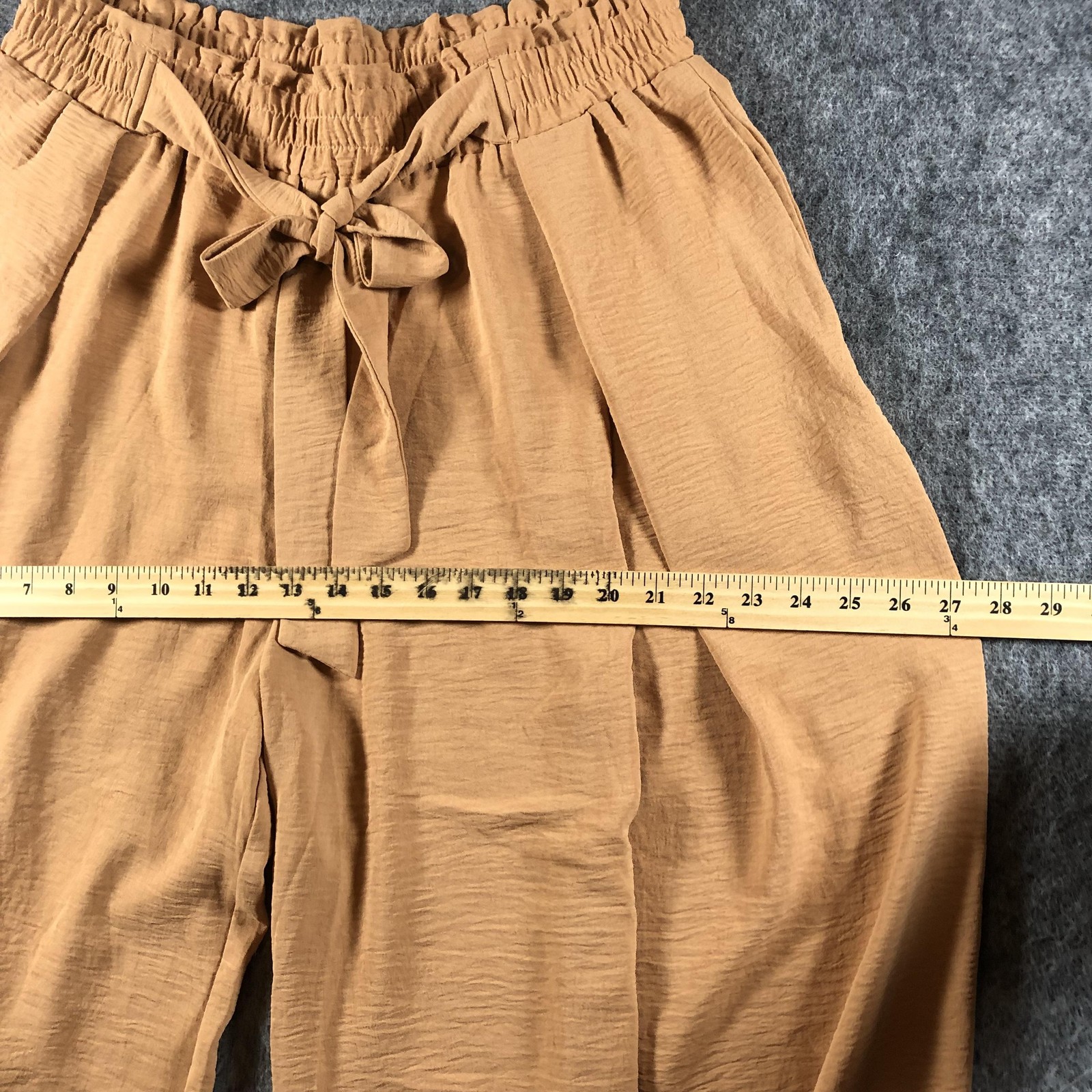 LEPUNUO Pants Womens XXL Beige Paperbag Wide Leg Belted Casual