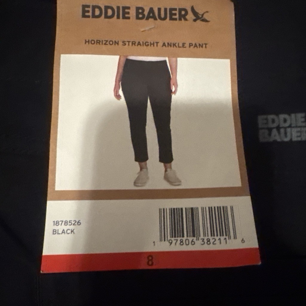 Eddie Bauer Women’s Solid Black Straight Leg Ankle Pants w/ Logo Accent