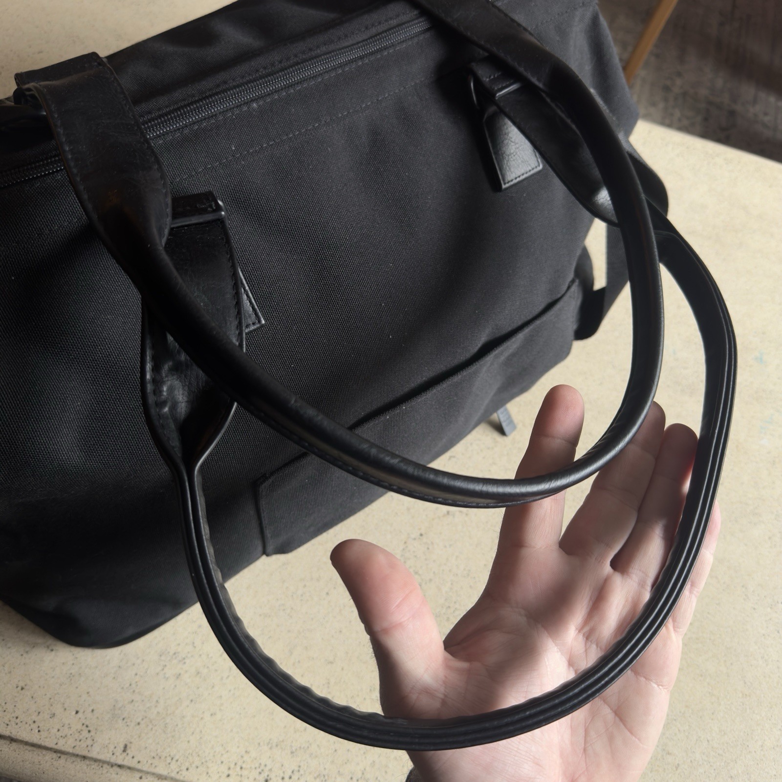 BEIS The Weekender Large Bag in Black FLAW-Missing Bottom Section 19x12x10