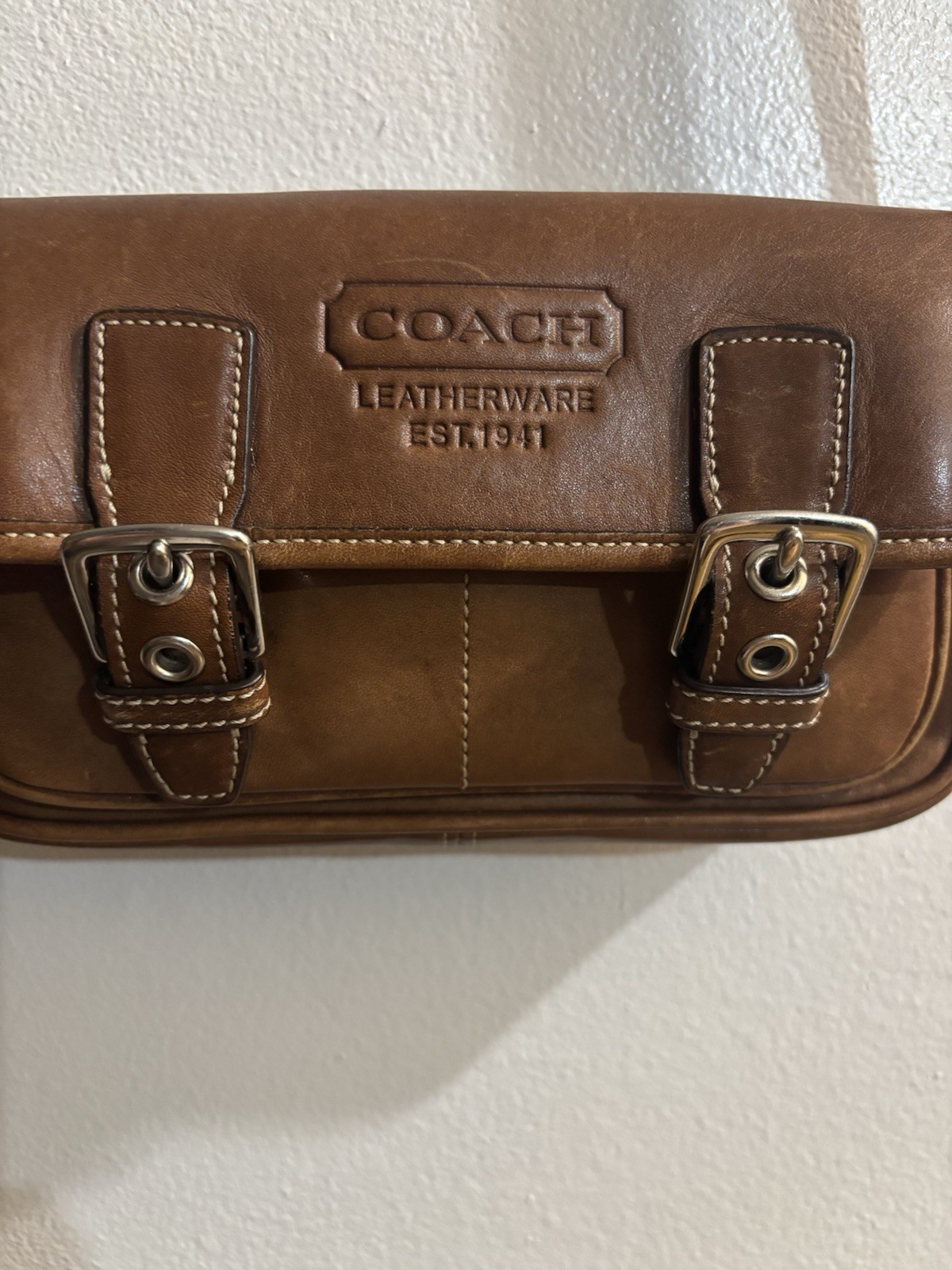 Coach Bleeker Double Buckle Crossbody Brown Leather 9355