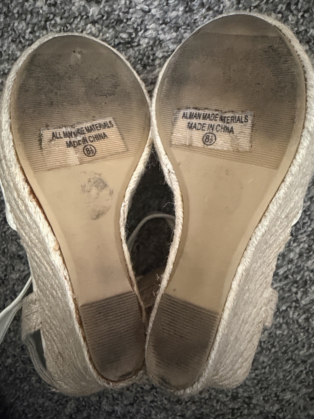 Women’s Cream Lace Espadrille Platform Wedge Sandals SZ 8.5-9