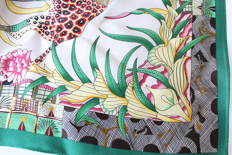 2025 Silk Scarf Bandanna Elephant Print Office Necktie Turban Hairband 21″