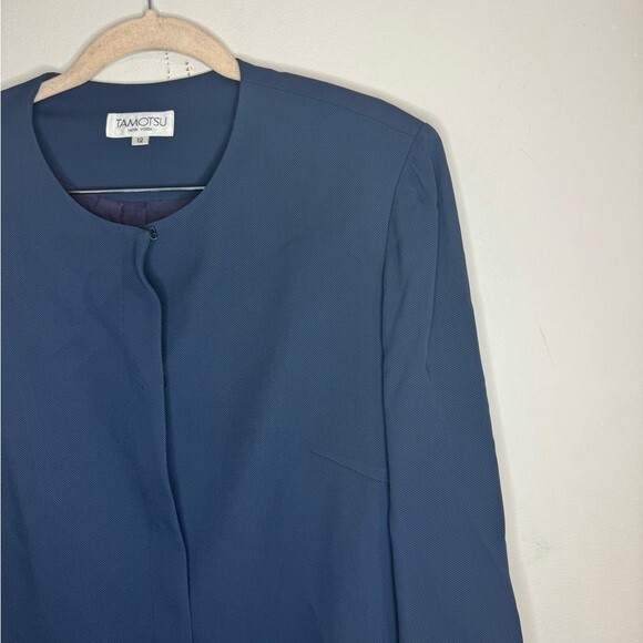 VTG Tamostu New York Coat Women 12 Navy Blue Academia Old Money Corpcore Mature