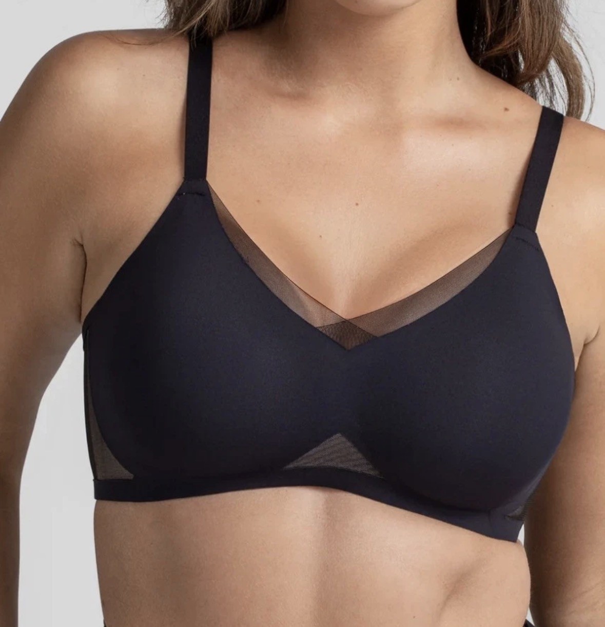 HoneyLove Lift Crossover Contour Bra Runway Black 36B Med Wireless Stretch Comfy