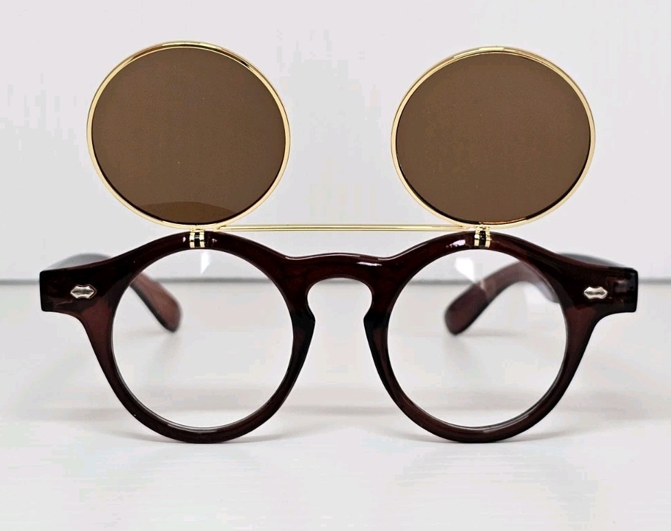 Trendy High Fashion Chic Flip Up Perfect Circle Round Sunglasses