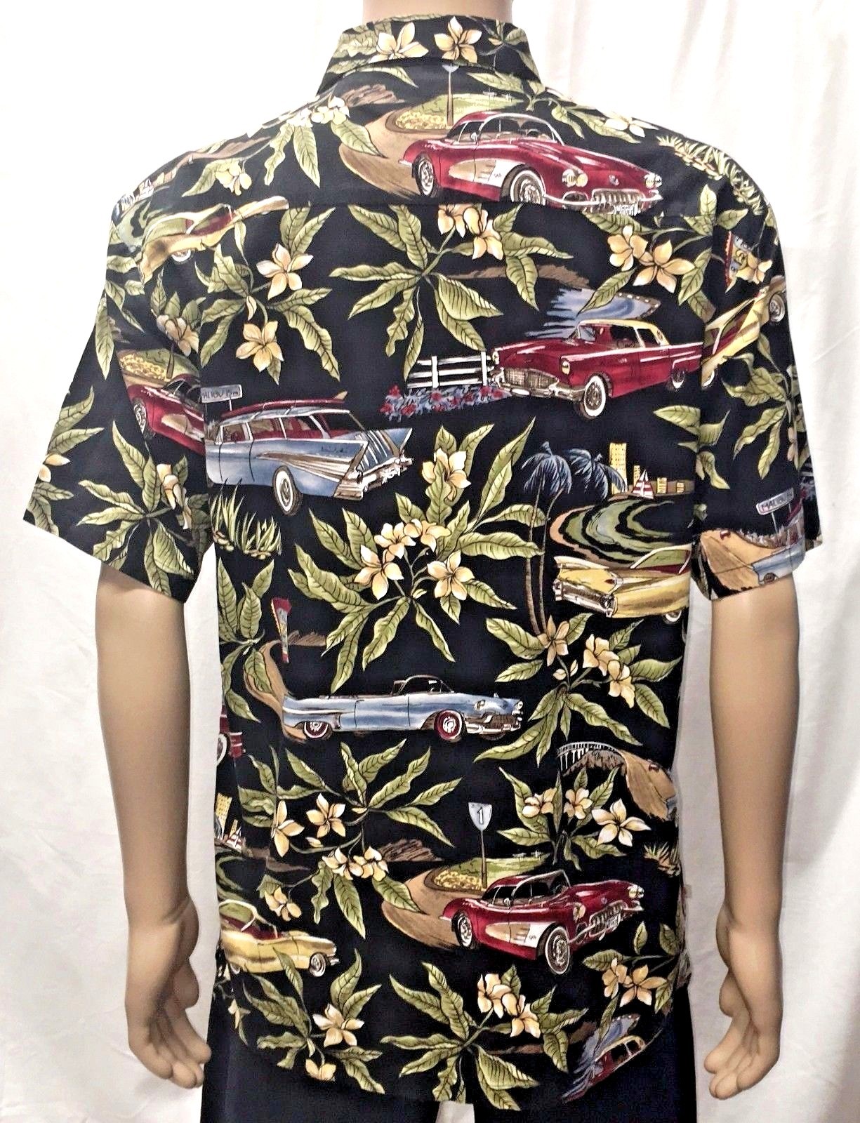 Robert Stock Shirt Mens Medium Corvette Ford Thunderbird Cadillac Vtg Cars