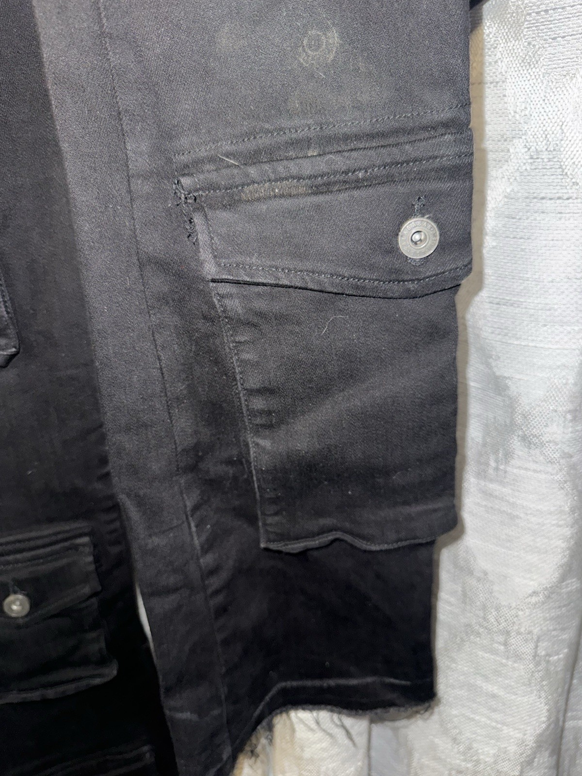Valabasas Black Cargo Jeans Size 34 | Multi Pocket Designer Denim | Frayed Hem