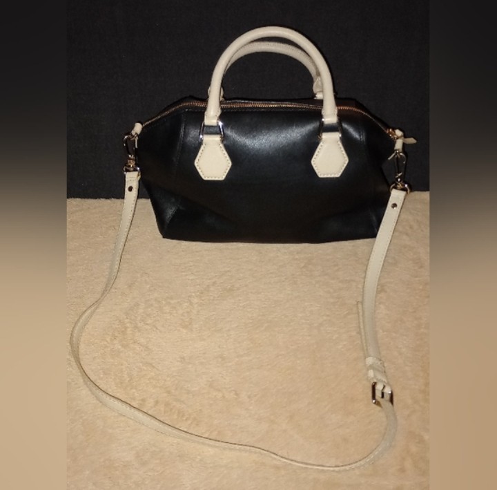 Kate Spade Catherine Street Pipa Leather Satchel Bag Black/Beige