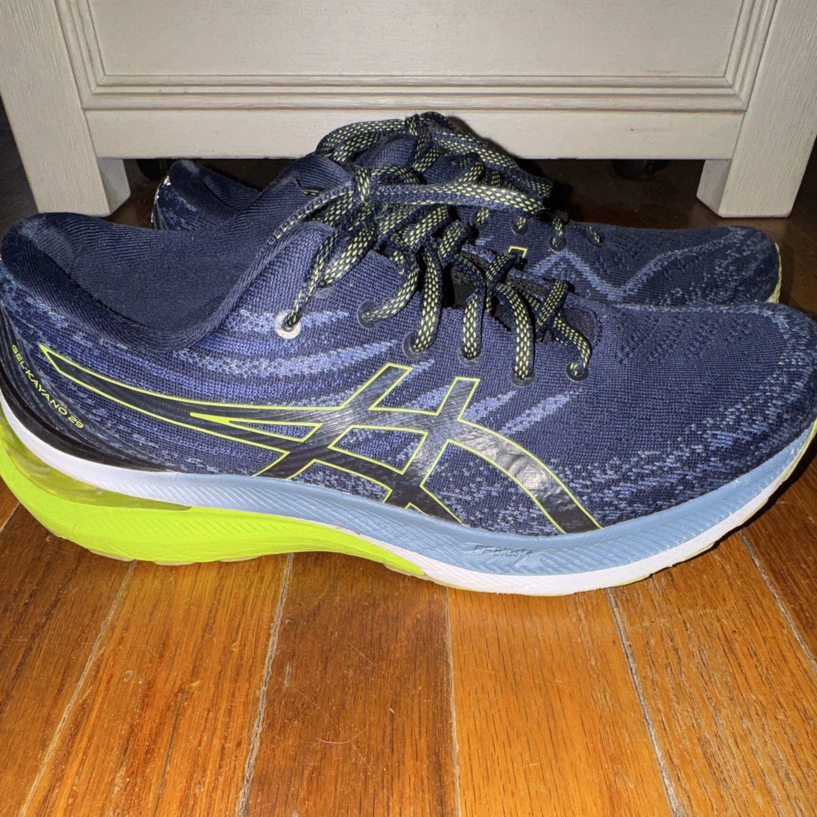 ASICS GEL-Kayano 28 Men’s Lace-Up Low Top Running Sneakers Blue Yellow White