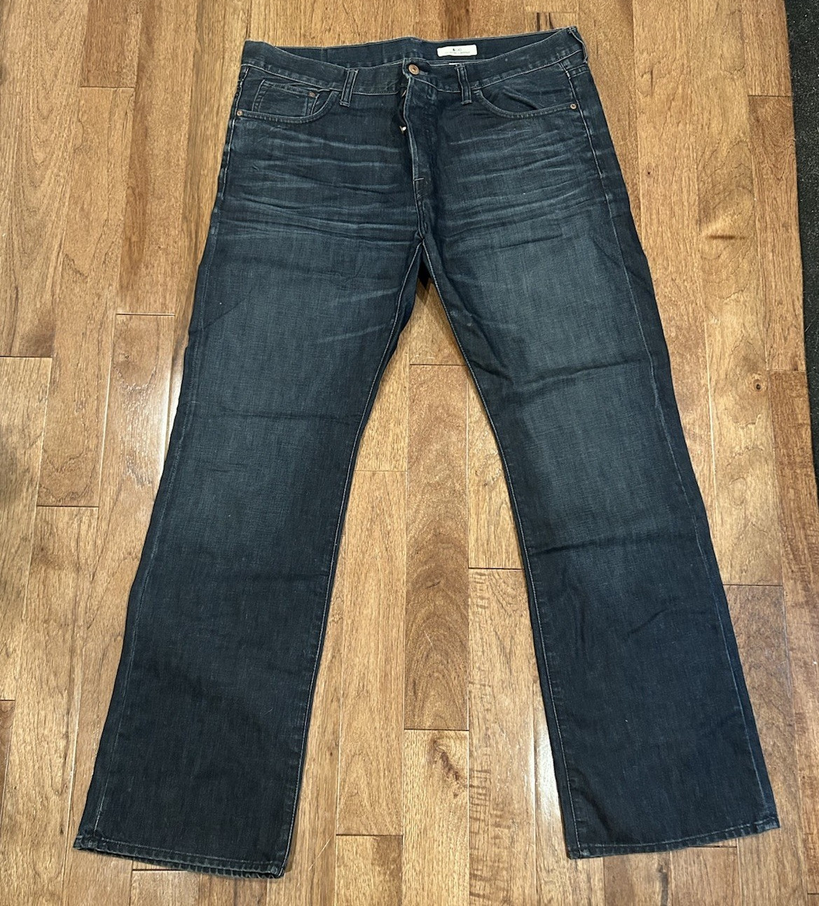 H&M Men’s Bootcut Jeans Fitted Dark Wash Blue Denim Cotton 5-Pocket