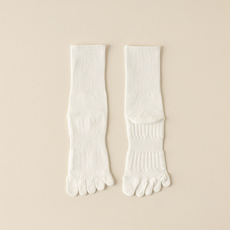 Women Crew Ankle Five Finger Toe Solid Casual Mesh Color Sport Cotton Sock 5Pack