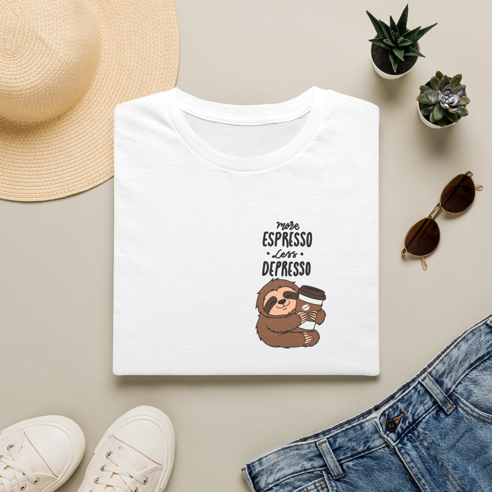 Espresso Depresso sloth T-Shirt | Cute Coffee Sloth Design