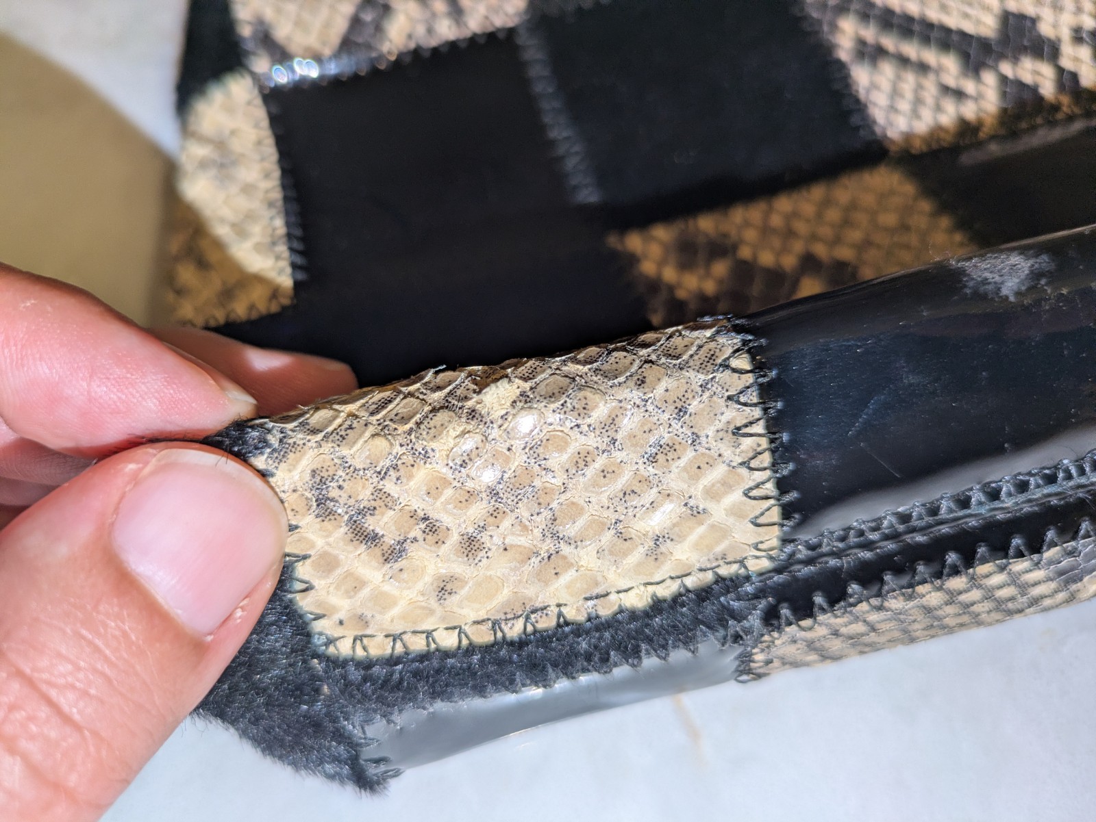 Rob Ference LA Black Patent Leather, Calf Hair, and Snakeskin Purse