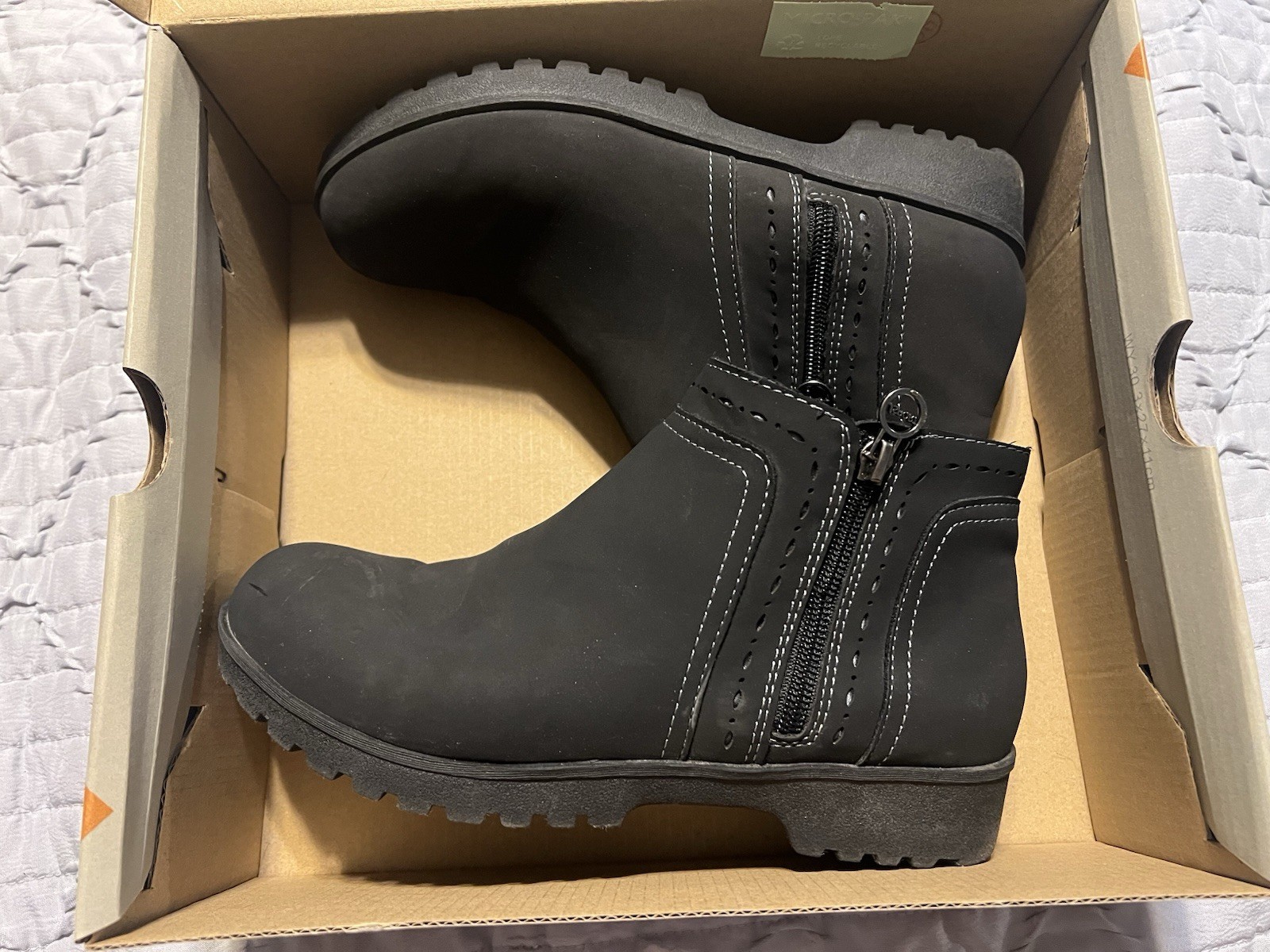 JSport by Jambu Jenna Black Ankle Boots Women’s Size 8M Memory Foam Side Zip