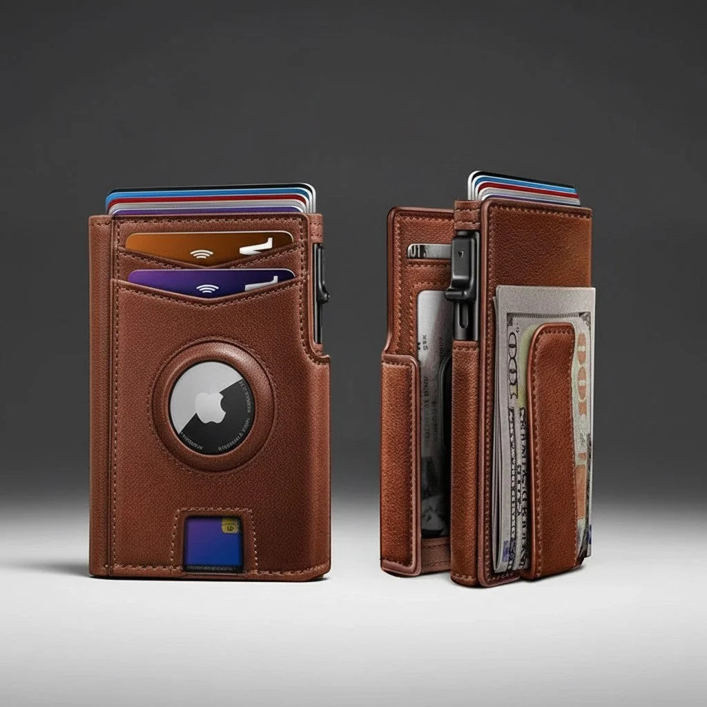Men’s RFID Leather Wallet Ultra Slim Bifold with ID Window & Card Holder
