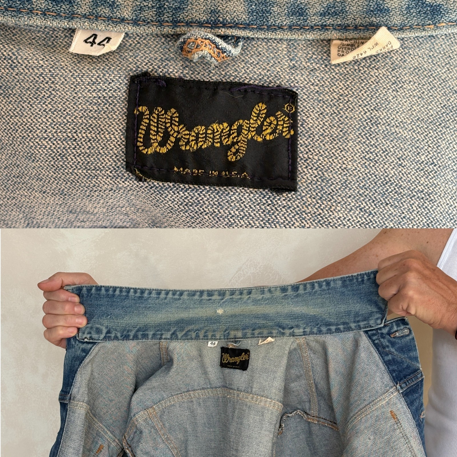 Size 44US / 54EU. Authentic 70s Maverick denim Jacket – Made in USA