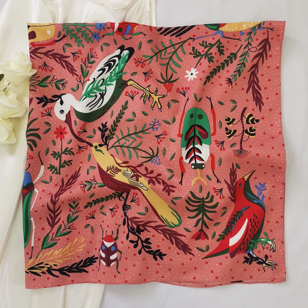 Silk Like Head Scarf for Women Satin Large Hair Scarves 35″ Square Silk Hai…