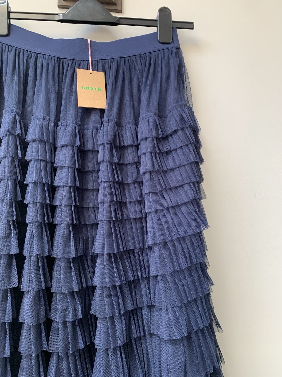 Boden Tiered Tulle Maxi Skirt Size UK 12 Reg Navy Blue Princess New With Tags