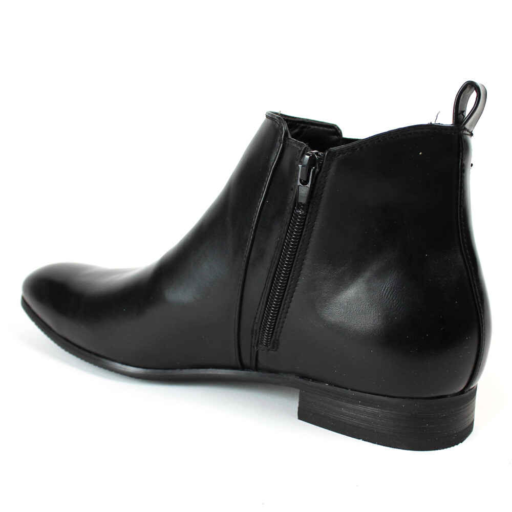 Black Leather Mens Ankle Dress Boots Side Zipper Round Toe Chelsea ÃZARMAN