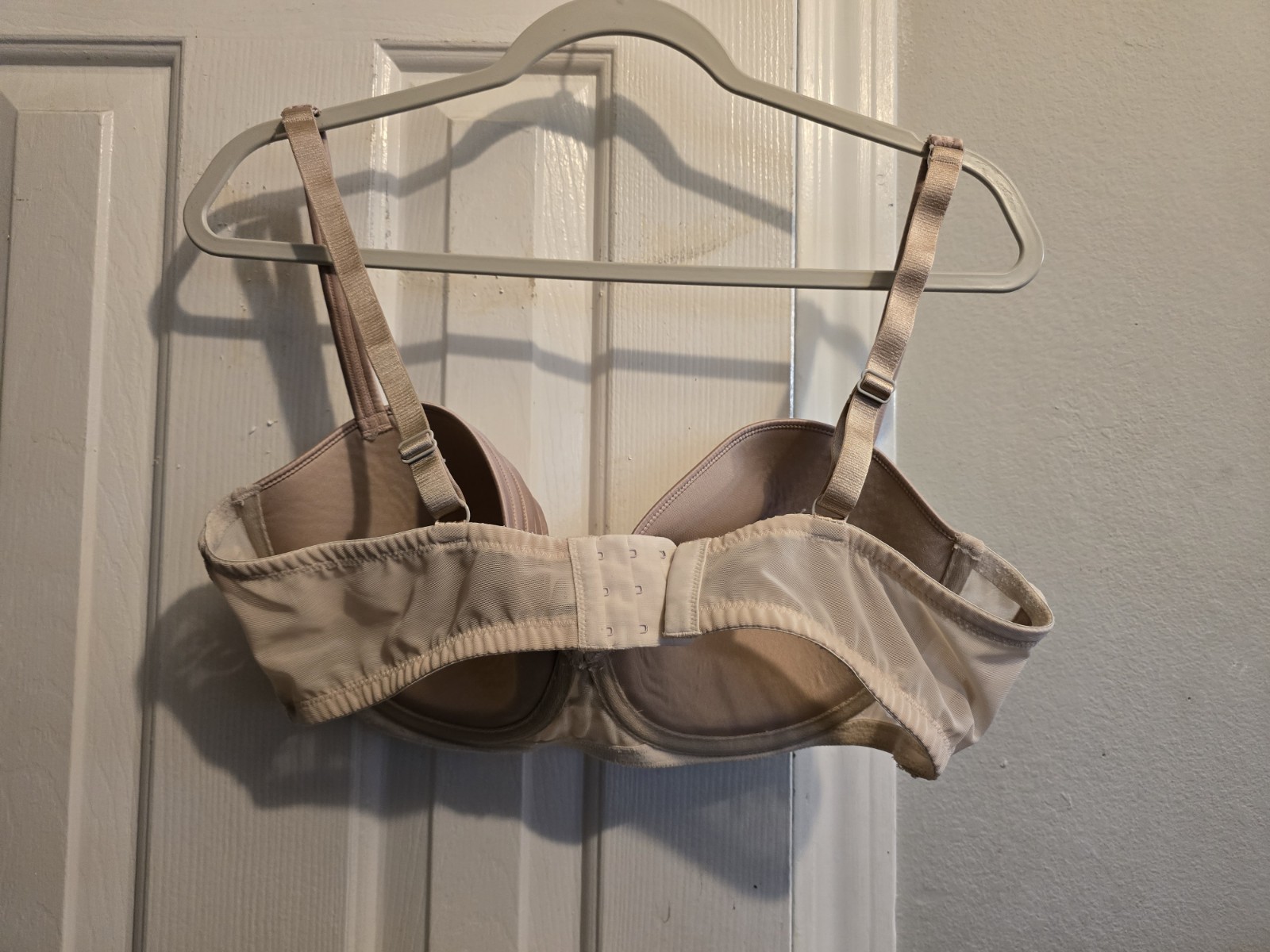 Adore Me Balconette Underwired Padded Bra 40D Beige Floral Lace Hook & Eye