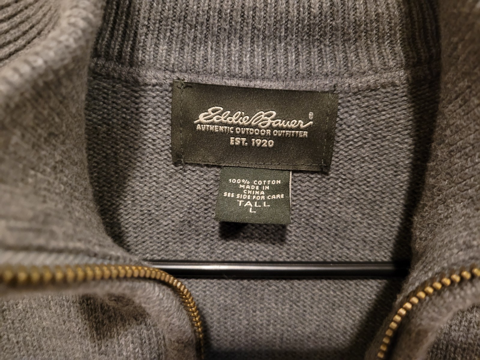 Eddie Bauer Men’s TL Tall Large Quarter Zip Sweater. 100% Baumwolle (Cotton)