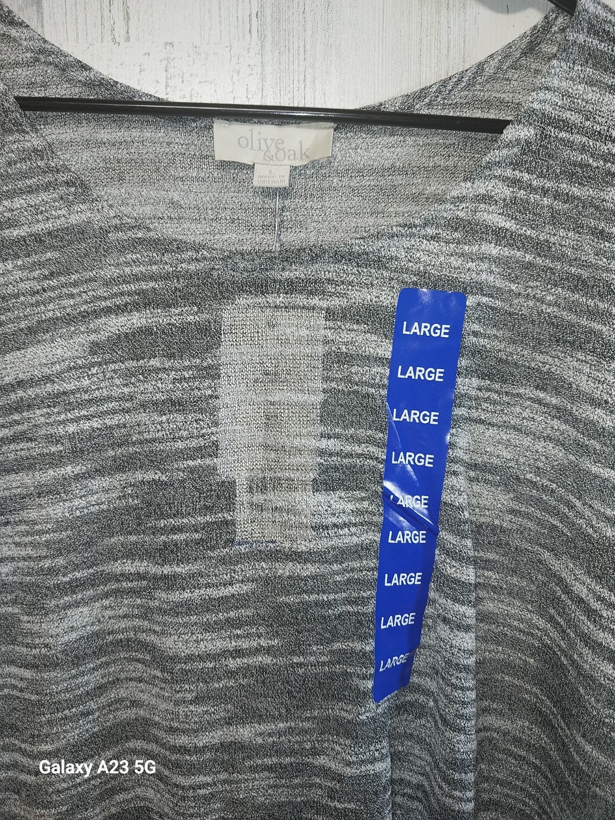 Olive and Oak Open Knit Sweater Womens Size L Marled Gray Lightweight Sheer