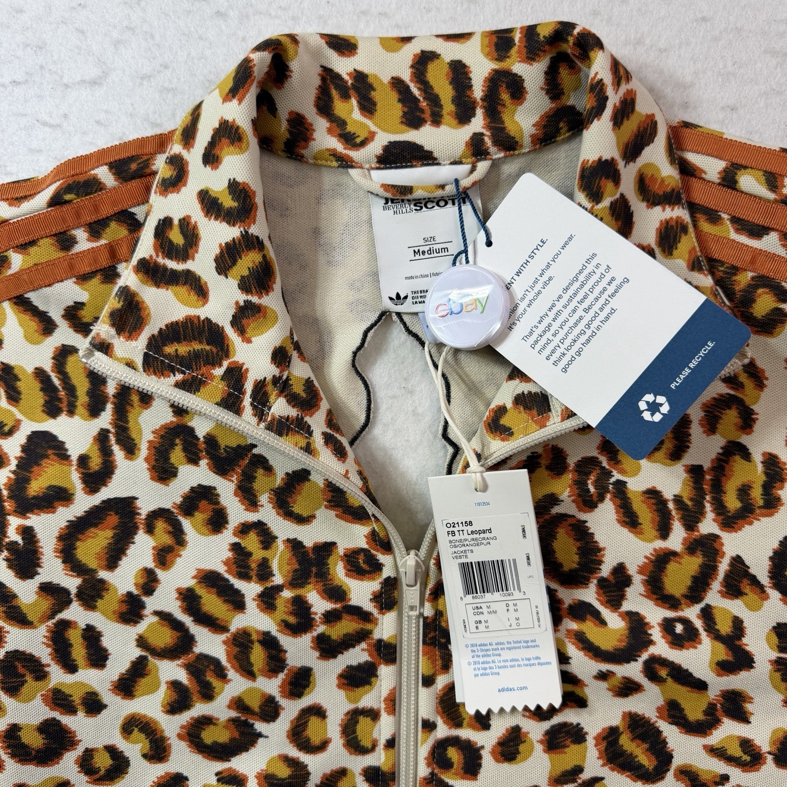 Adidas Originals Jeremy Scott Leopard Cheetah Track Top Jacket TT Trefoil Size M