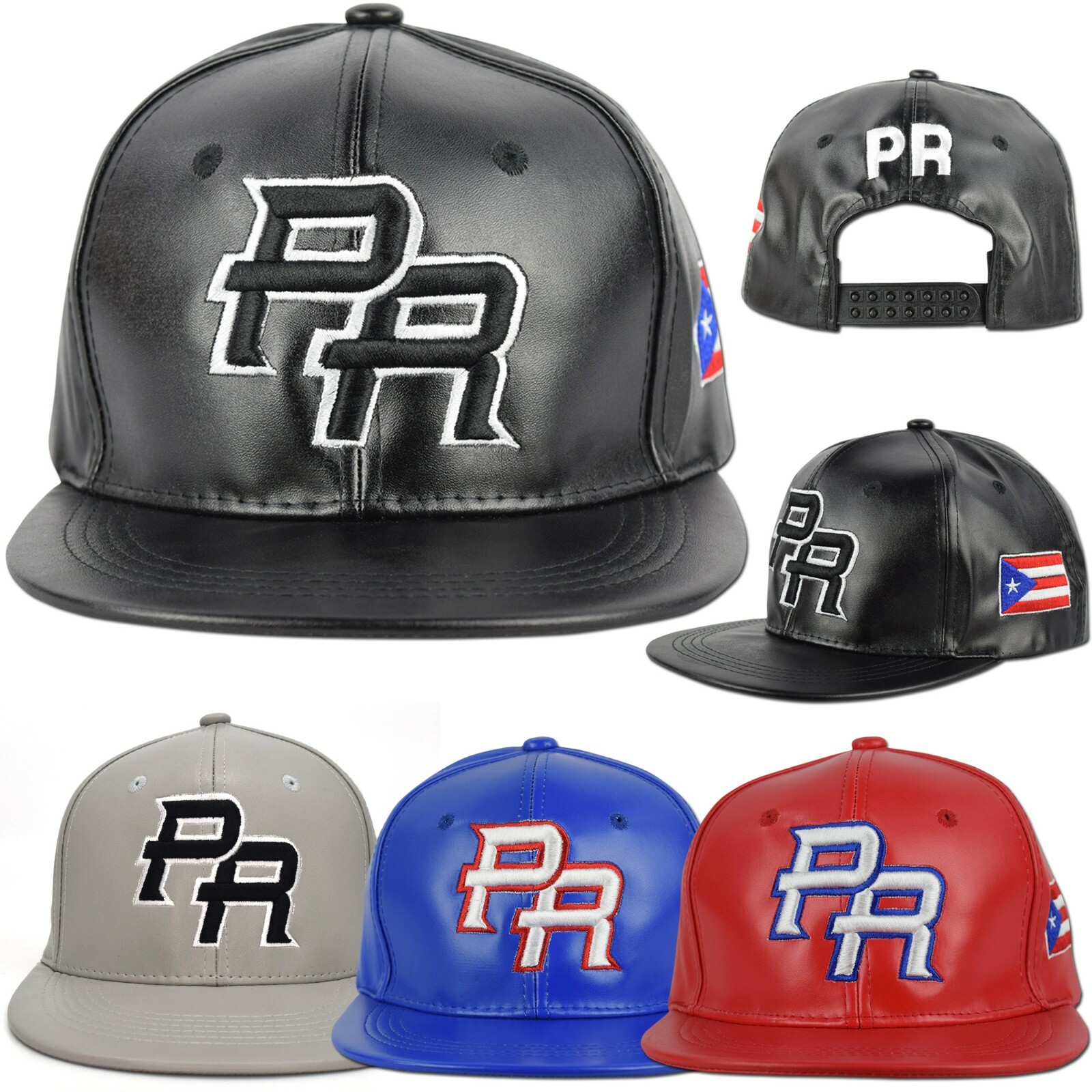Puerto Rico Snap back hat Flag 3D PR Flat Bill Rico Baseball Synthetic Leather