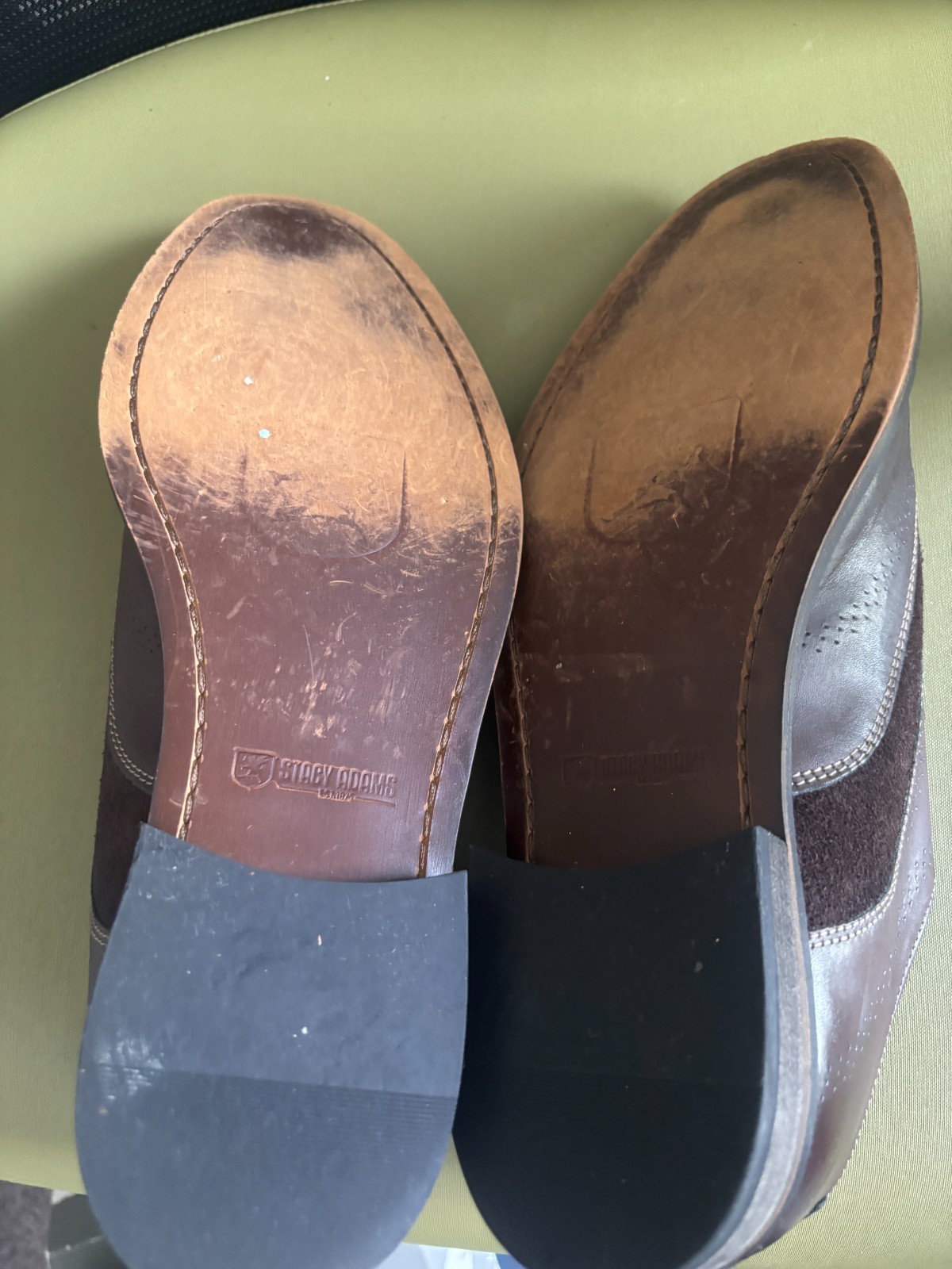 Stacy Adams Revel Size 11.5 Brown Leather Suede Medallion Toe Oxfords MINT