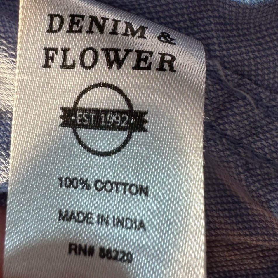 Denim & Flower Ricky Singh Mens Medium Blue Dragonfly Print Cotton Button Down