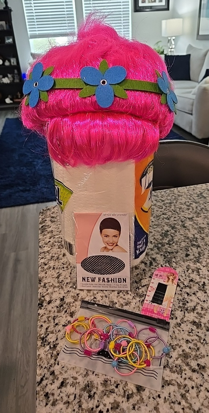 NEW Girls Poppy Trolls Wig Pop Child Tween Wig Party Hair Kid Costume Accessory